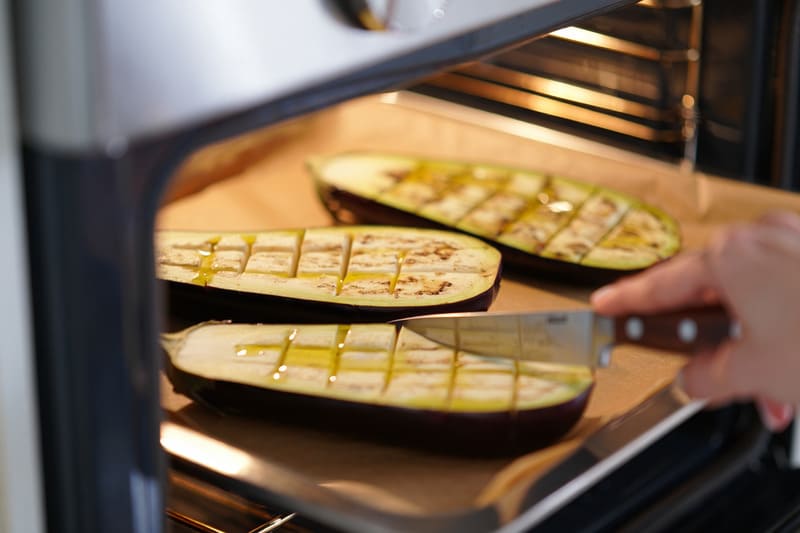Aubergine quadrillee pour le caviar d'aubergine
