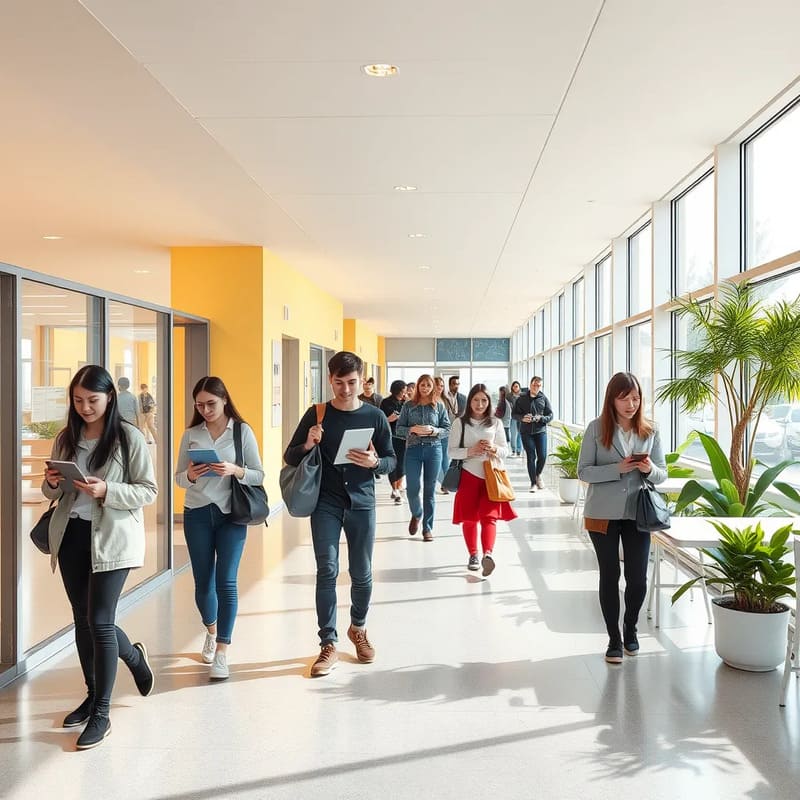 Ambiance studieuse dans les couloirs de UNICE
