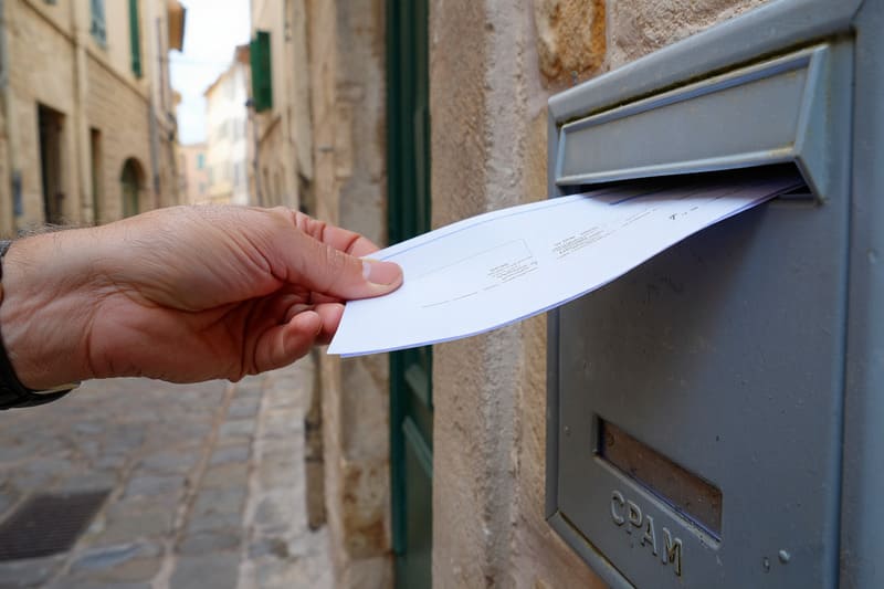 Glisser un courrier dans la boite aux lettre de la cpam à Nice