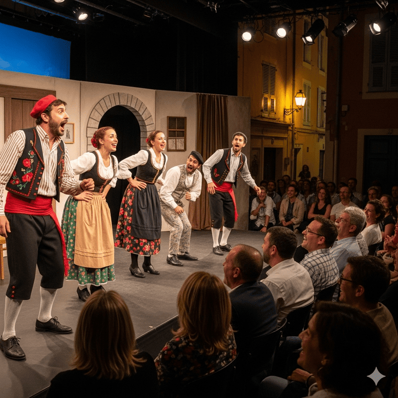 Représentation théatrale en Niçois et en costume traditionnels dans le vieux nice