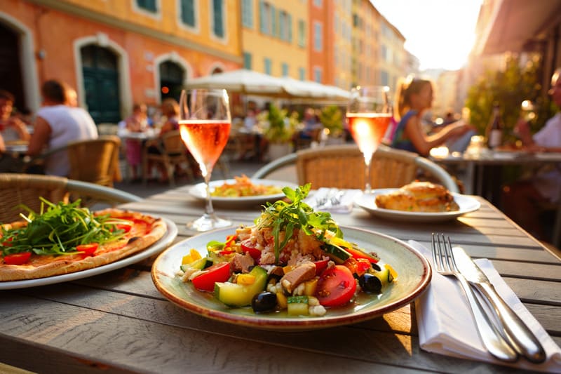 Table en terrasse sur la rue massena a Nice