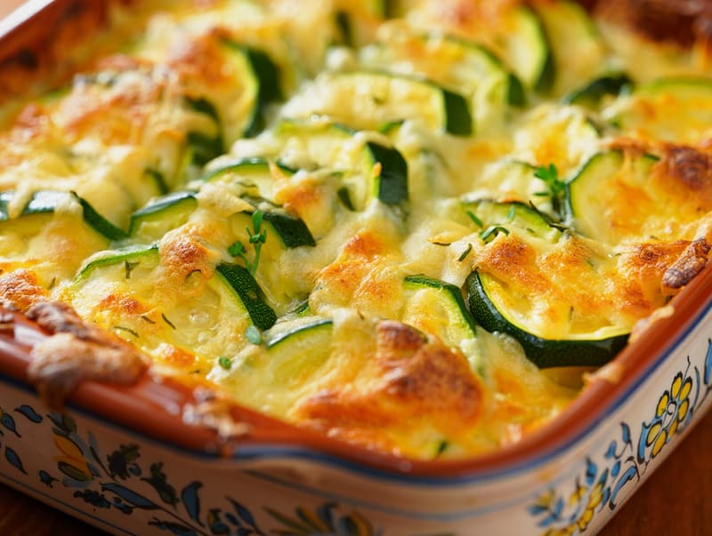 gros plan sur le gratin de courgette Niçois