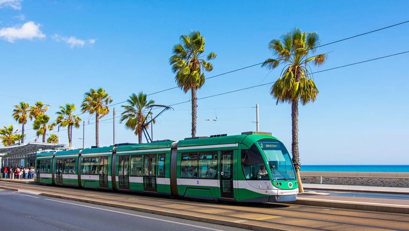 Le tram en direction de aeroport Nice