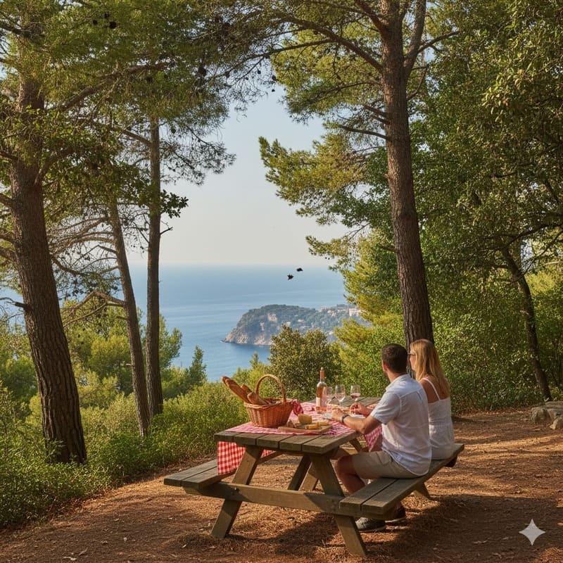 Table de pique nique sur la coline du mont boron