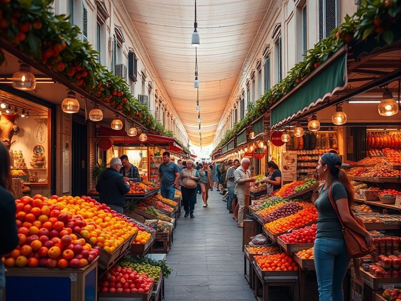 abricots sur un étal de marche