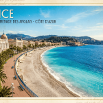 Carte postale de Nice montrant une plage de galets