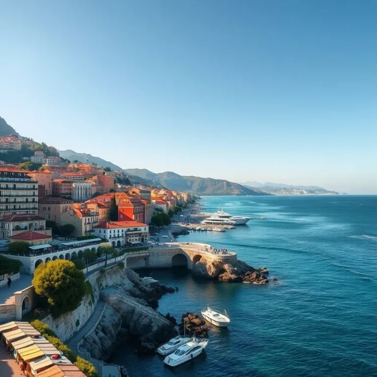 Vue pittoresque de Nice, ciel dégagé et brise marine.
