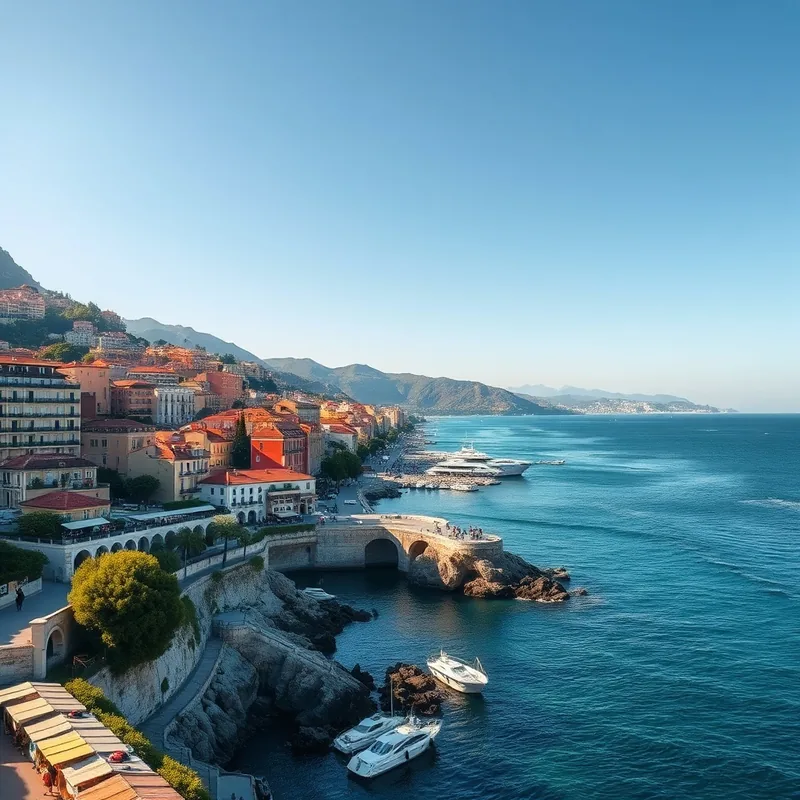 Vue pittoresque de Nice, ciel dégagé et brise marine.