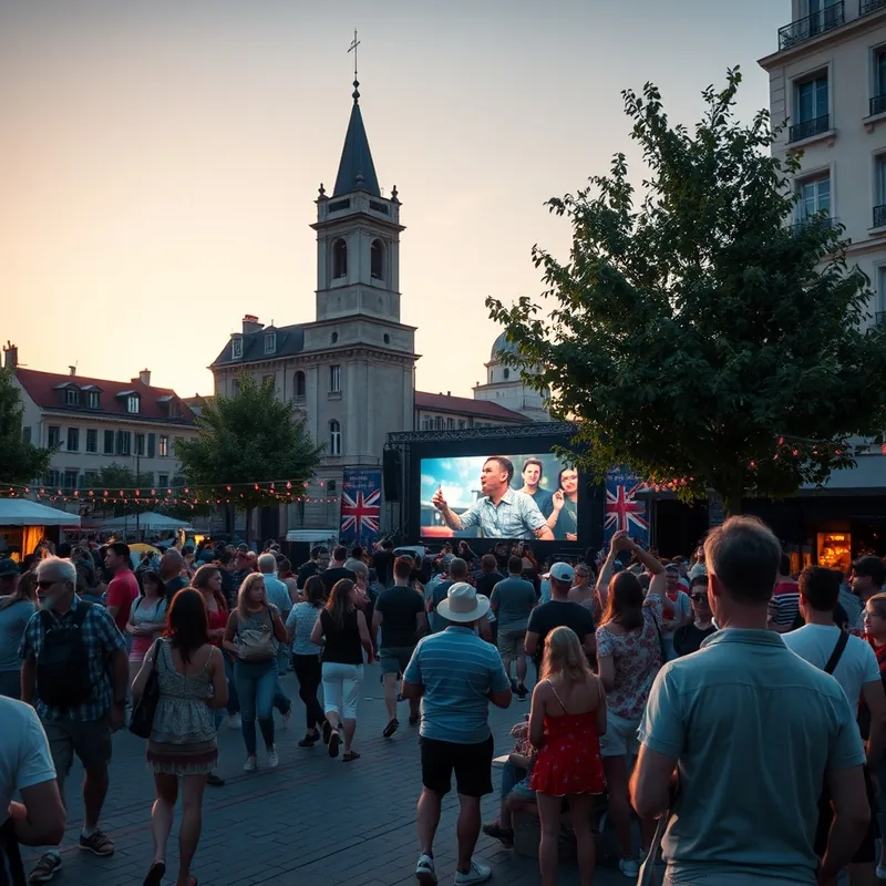 Animation estivale dans un square avec projections de films et concerts.