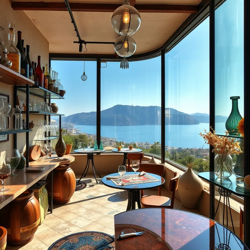 Atelier d'un artisan verrier à Nice, vue sur Mont Boron.