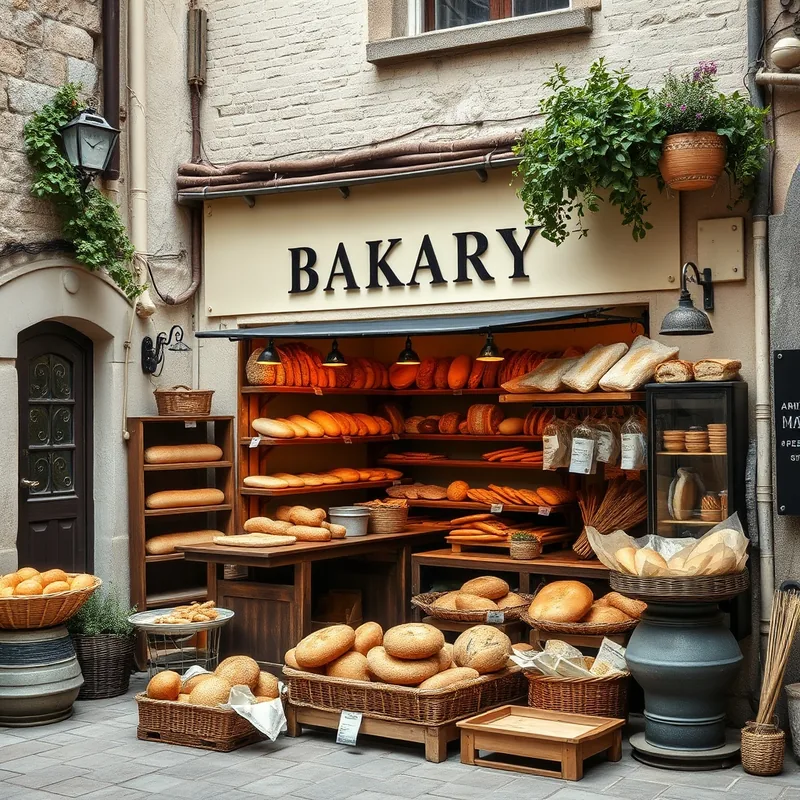 Une boulangerie traditionnelle avec des pains frais et une ambiance chaleureuse.